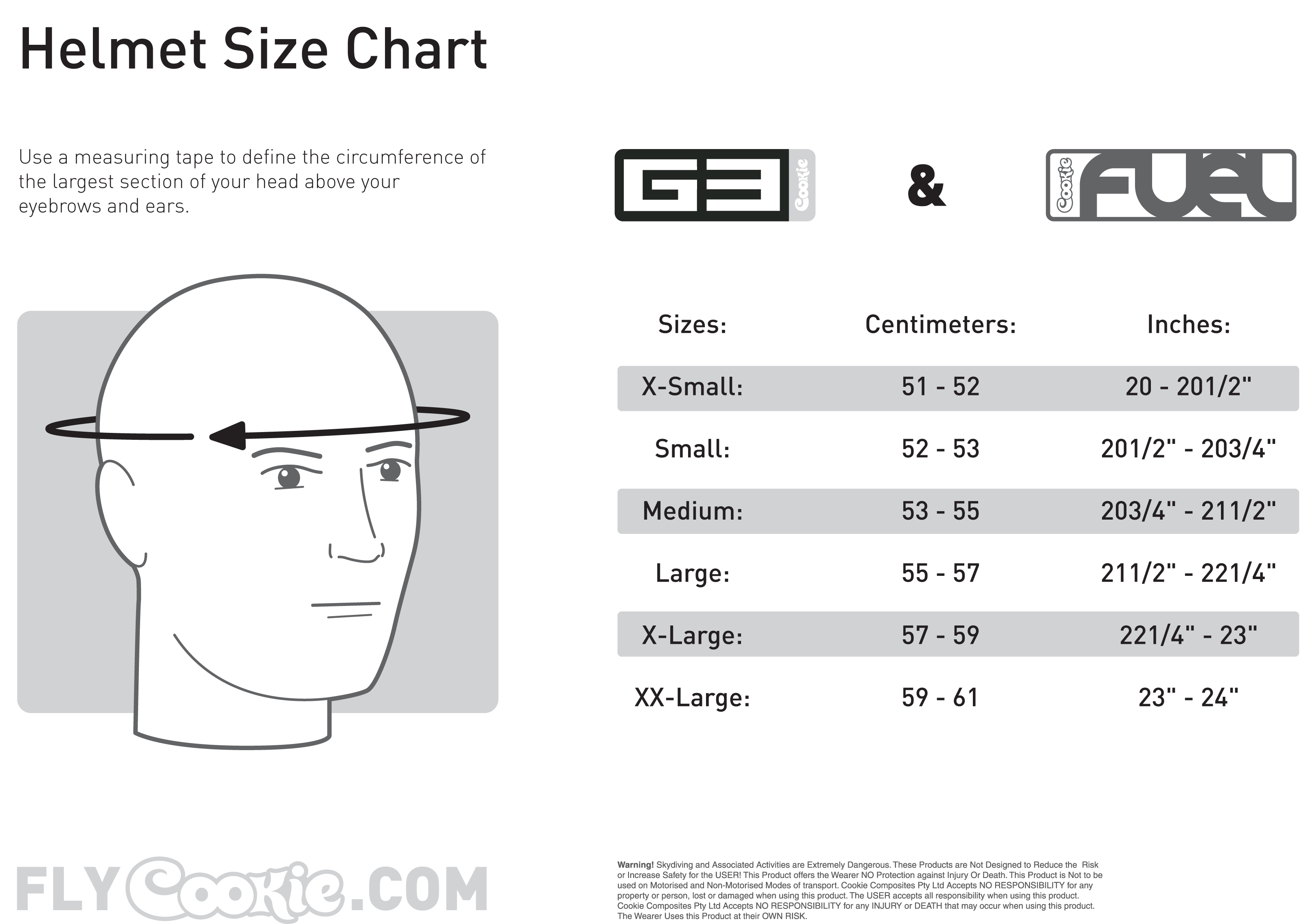 Impact Racing Helmet Size Chart